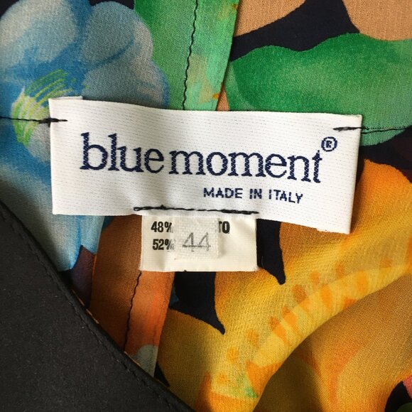 BLUE MOMENT Italy Sheer Multi-Color Floral Print Silk Blend Long Shirt/Dress - Picture 2 of 10